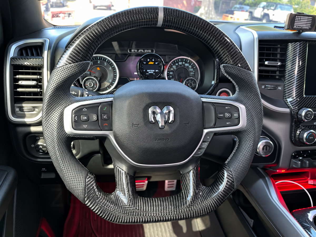 Carbon Fiber Steering Wheel fits 2019-2025 Dodge Ram 1500 2500 3500