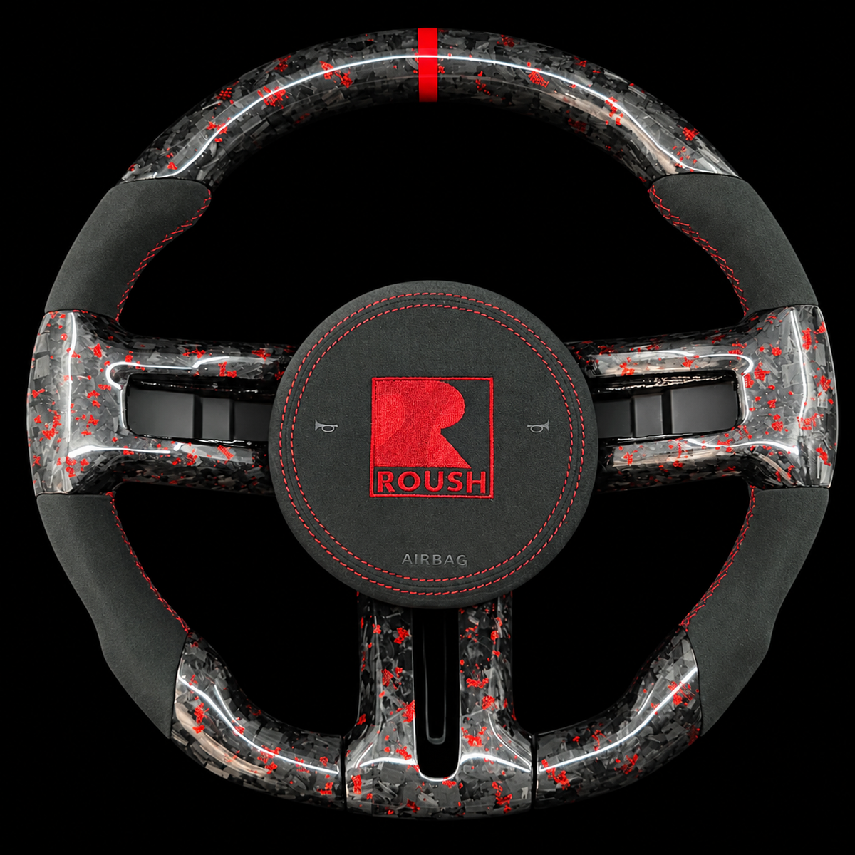 Red Flakes Forged Carbon Fiber Steering Wheel Fits 2010-2014 Ford Mustang