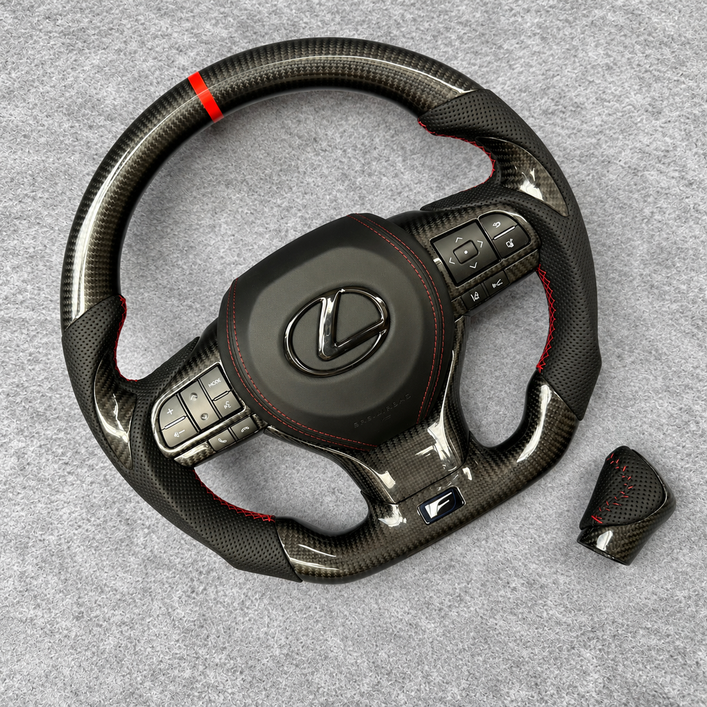 Carbon Fiber Steering Wheel Fits Lexus 2016-2022 RX350 450h / ES350 ES300 / GS350 GS450 / LX570 / GS300 GS200T | 2020-2023 GX460