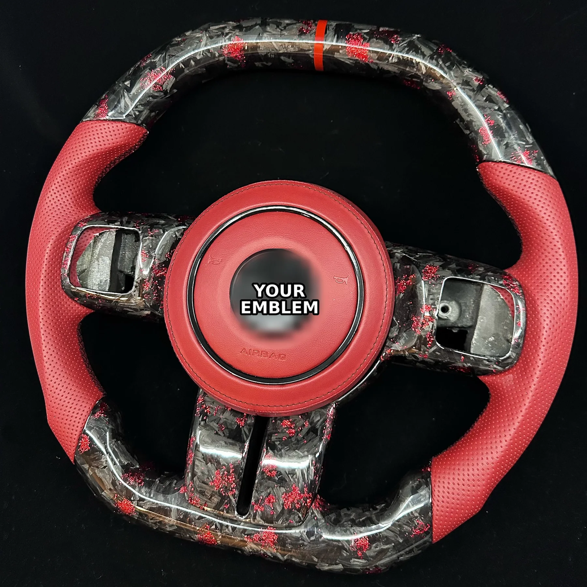 Red flake forged carbon steering wheel fits Jeep Wrangler 2011-2017