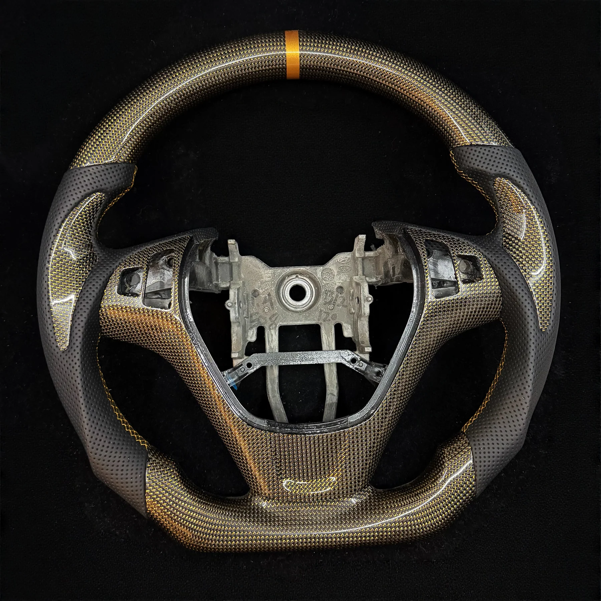 Yellow Carbon Fiber Steering Wheel Fits Hyundai 2009-2016 Genesis Coupe