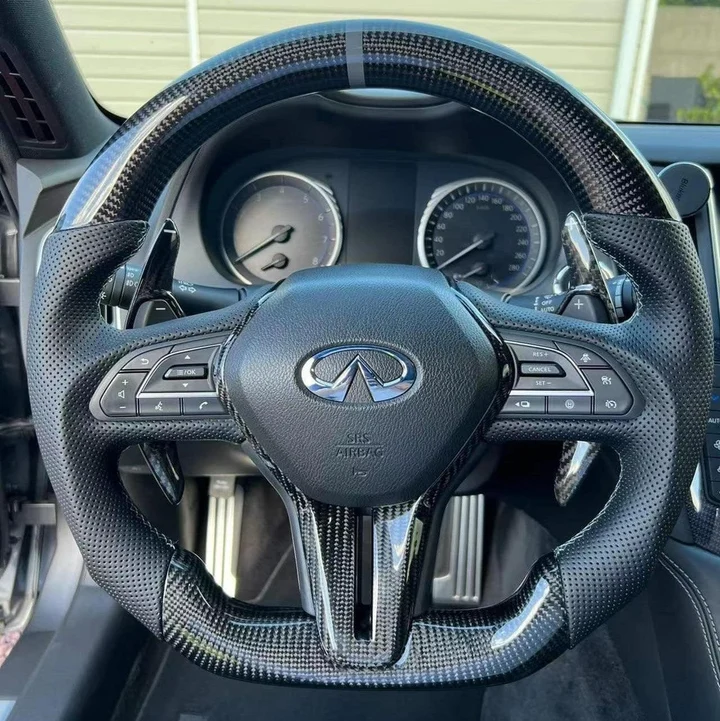 Carbon Fiber Steering Wheel fits 2017+ Infiniti Q60 / 2018+ Q50