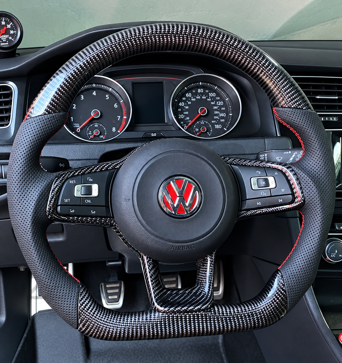Carbon Fiber Steering Wheel Fits 2015-2021 VW Golf MK7 GTI/R/Jetta GLI