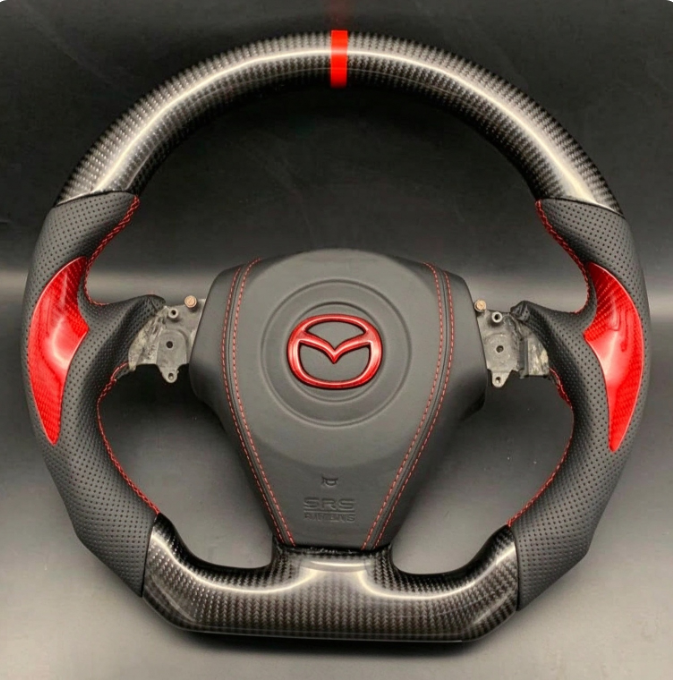 Custom Carbon Fiber Steering Wheel fits 2003-2009 Mazdaspeed3 / Mazda3 | LYC Auto Parts