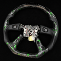 LED Green Flakes Forged Carbon Fiber Steering Wheel Fits 2002-2009 GMC Envoy