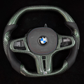 Green Reflective Carbon Fiber Steering Wheel fits BMW 5 series G30 G31 G38 / 6 series G32 / 7 series G11 G12 / 8 series G14 G15 G16 / X3 G01 / X4 G02 / X5 G05 / X6 G06 / X7 G07 / X3M X5M / M5 F90 / M8 F91 F92 F93 / Z4 G29