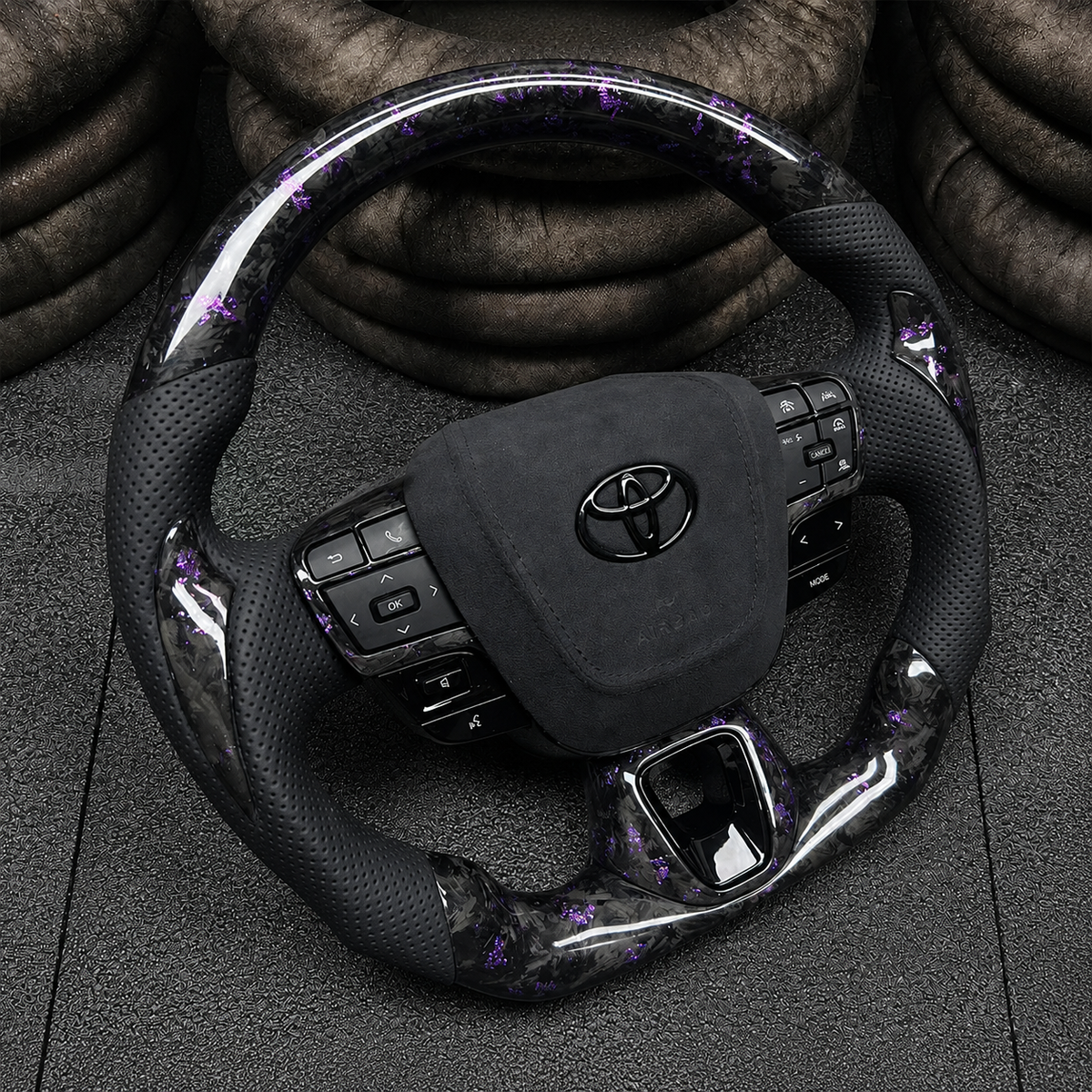 Purple Flakes Forged Carbon Fiber Steering Wheel For 9th Gen Toyota Camry