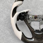 White Perforated Leather Carbon Fiber Steering Wheel Fits Acura TL 2009‑2014