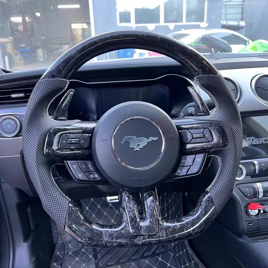 Forged Carbon Fiber Steering Wheel Fits 2015-2017 Ford Mustang