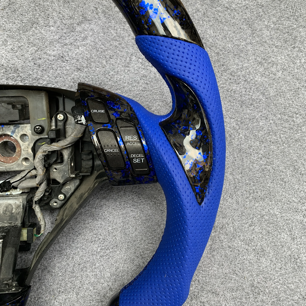 LED blue flakes forged carbon fiber steering wheel fits Honda Acura TSX 2004‑2008