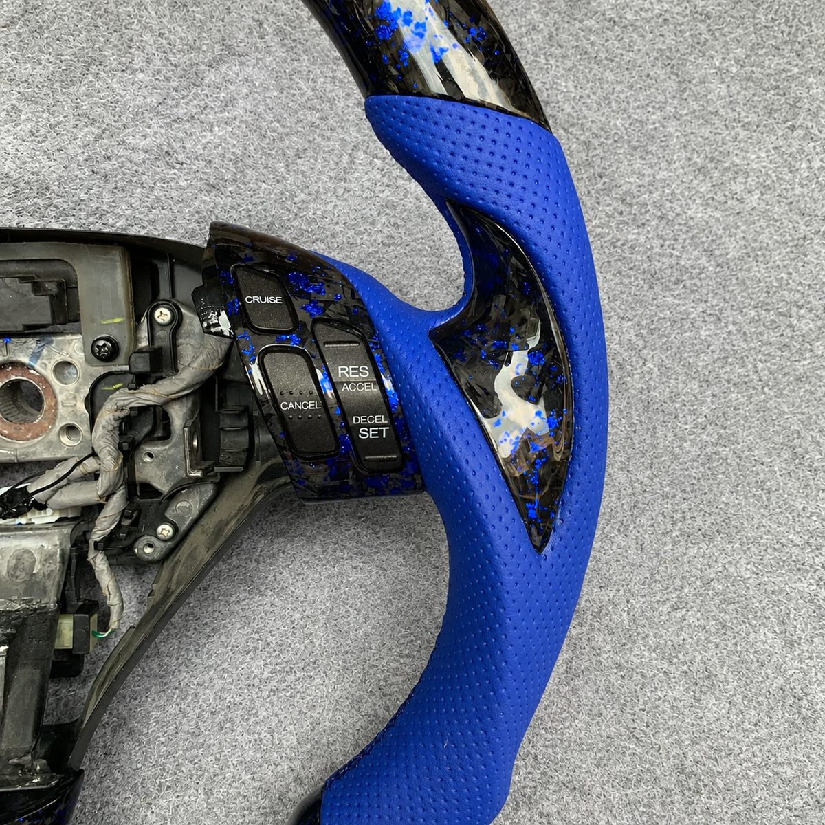 LED blue flakes forged carbon fiber steering wheel fits Honda Acura TSX 2004‑2008
