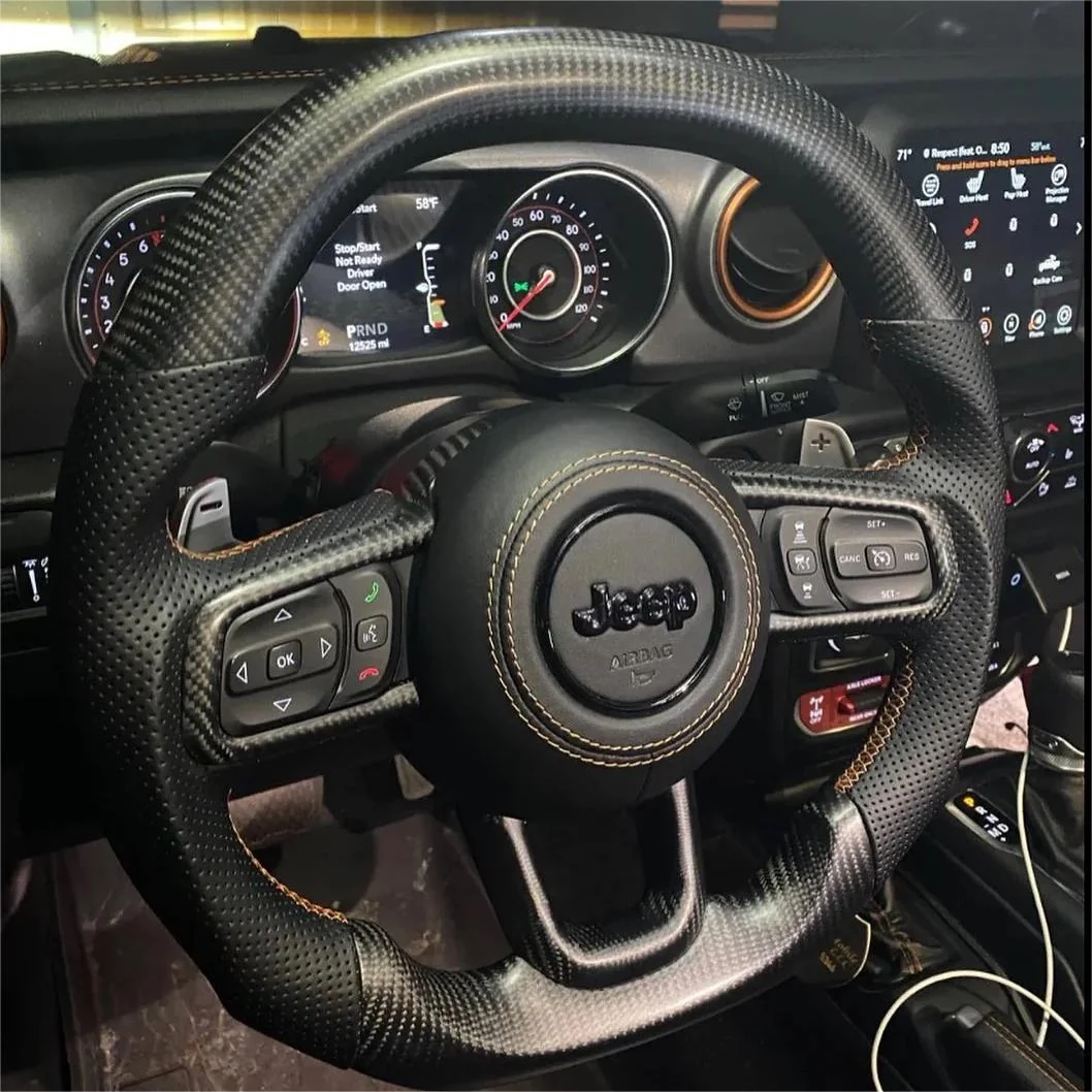 Custom Carbon Fiber Steering Wheel fits 2019-2026 Jeep Wrangler 2018-2026 Jeep Gladiator