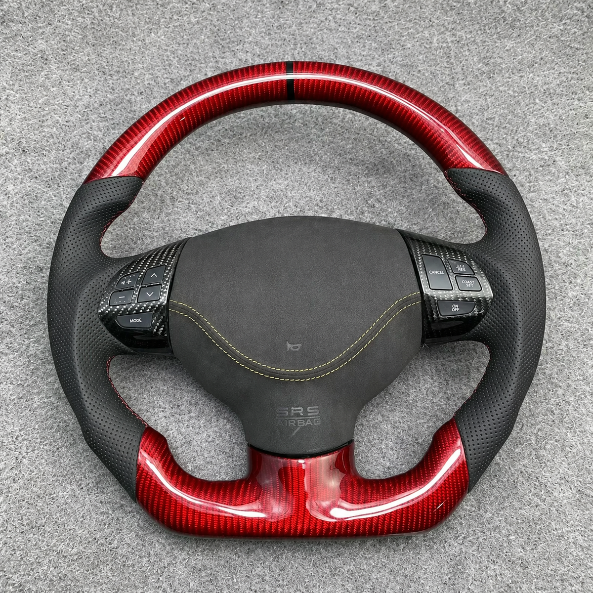 Red Carbon Fiber Steering Wheel Fits 2007-2013 Mitsubishi Outlander / 2008-2017 Lancer