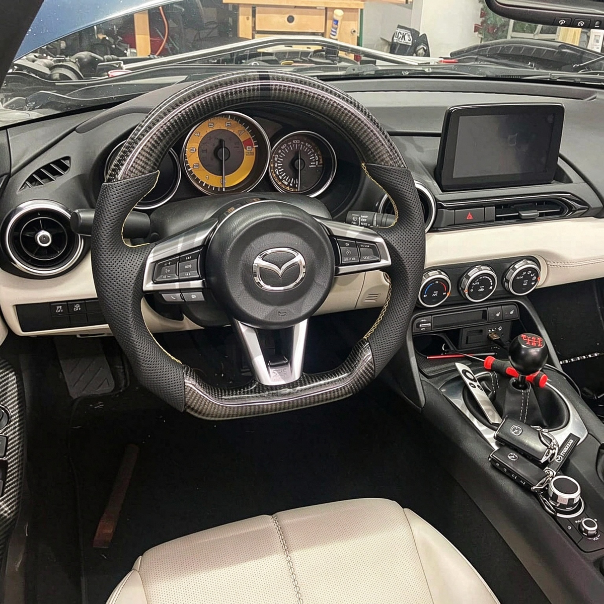 Carbon Fiber Steering Wheel fits 2016+ Mazda MX-5 (ND) Miata | LYC Auto Parts