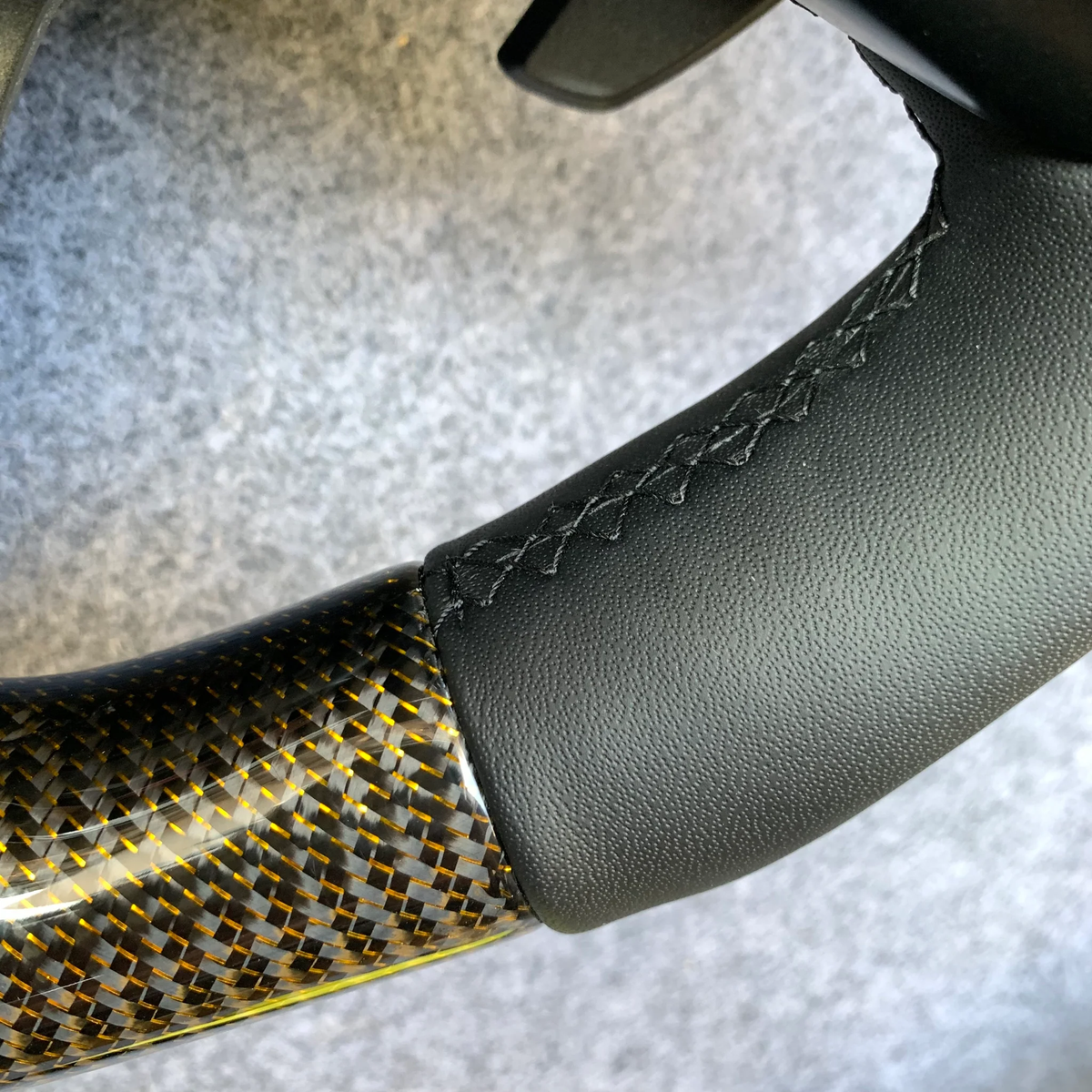 Gold Weave Carbon Fiber Steering Wheel Fits Ford F150 / Raptor 2021+