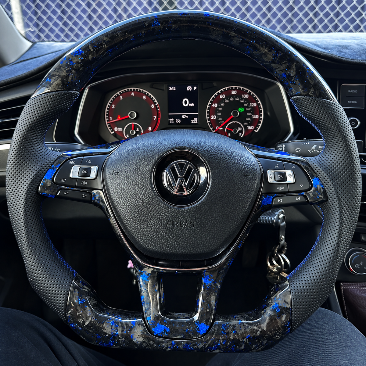 Blue flakes forged Carbon Fiber Steering Wheel Fits 2015-2021 VW MK7 Golf / Jetta /Passat