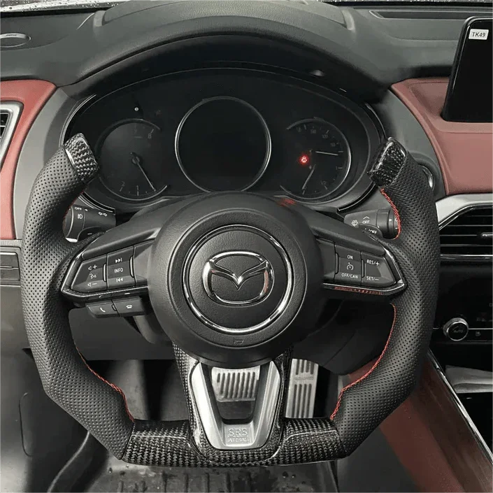 F1 Style Carbon Fiber Steering Wheel fits Mazda 2 2017-2025 / 2017-2018 Mazda 3 / Mazda 6 2017-2025 / CX-3 2018-2021 / CX-5 2017-2025 / CX-9 2016-2023 | LYC Auto Parts