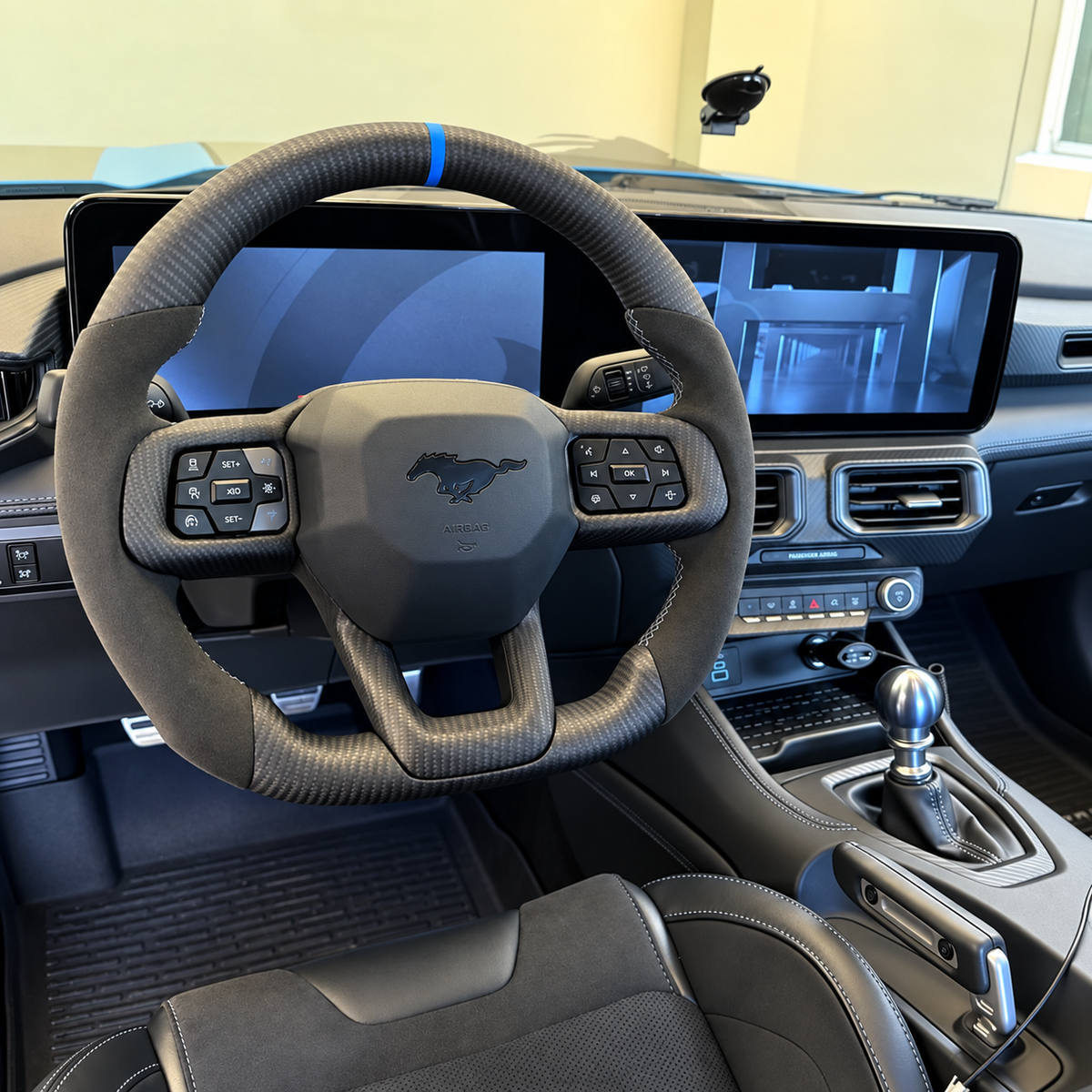 Matte Carbon Fiber Steering Wheel fits Ford 2024-2026 Mustang