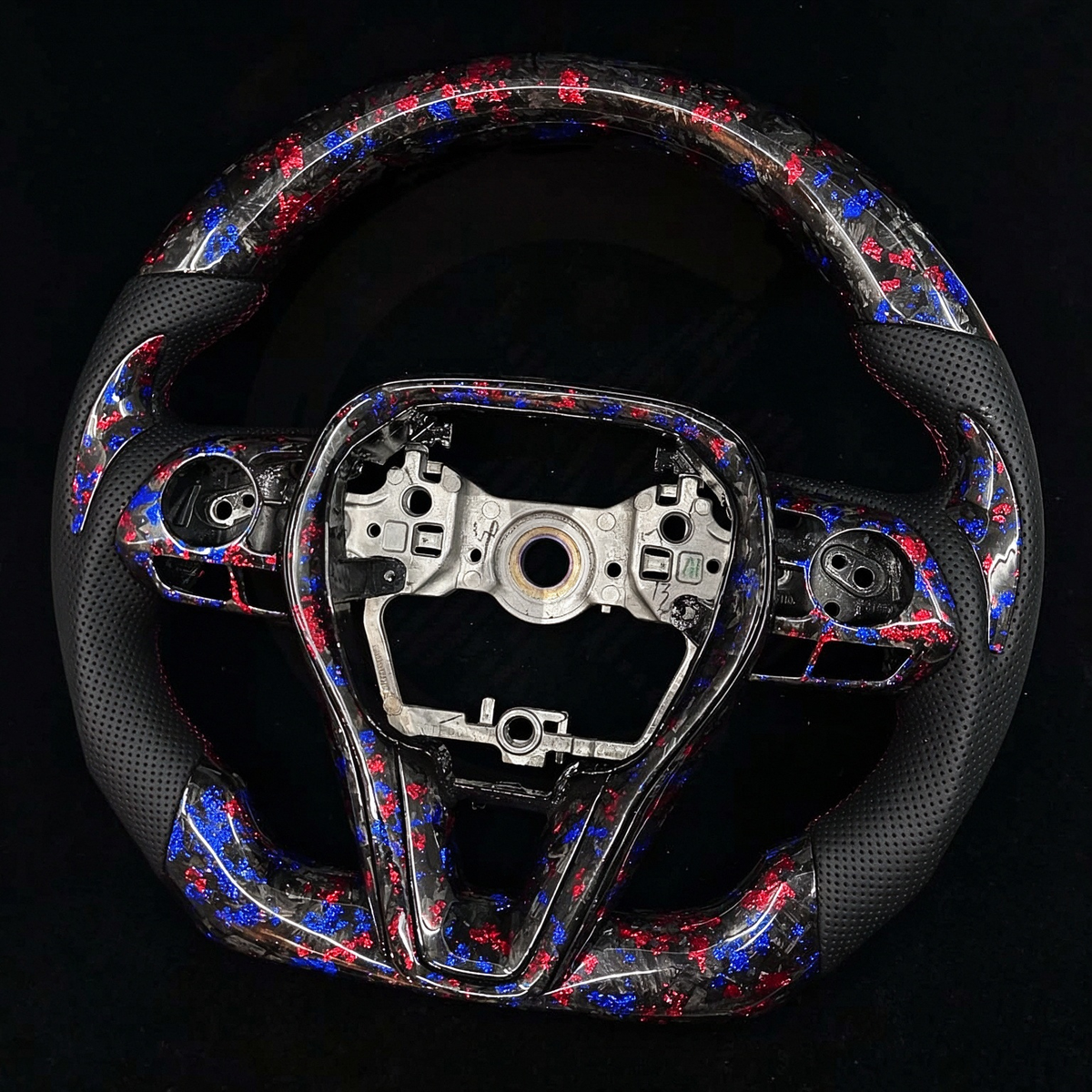 Red & Blue Flakes Forged Carbon Fiber Steering Wheel fits Toyota Corolla / RAV4 2019-2026
