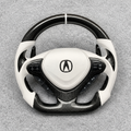 White perforated carbon fiber steering wheel fits Acura TSX 2009‑2014 / Honda CU2