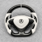 White perforated carbon fiber steering wheel fits Acura TSX 2009‑2014 / Honda CU2