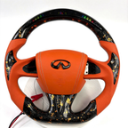 LED Gold Flakes Forged Leather Carbon Fiber Steering Wheel Fits Infiniti Q50 2013-2017