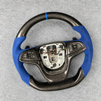 Blue Alcantara Carbon Fiber Steering Wheel Fits 2014-2017 Chevy SS