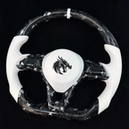 Silver Flakes Forged Carbon Fiber Steering Wheel fits Nissan 2019-2025 Sentra / 2019-2026 Altima Versa / 2019-2020 Rogue / 2020-2025 Juke
