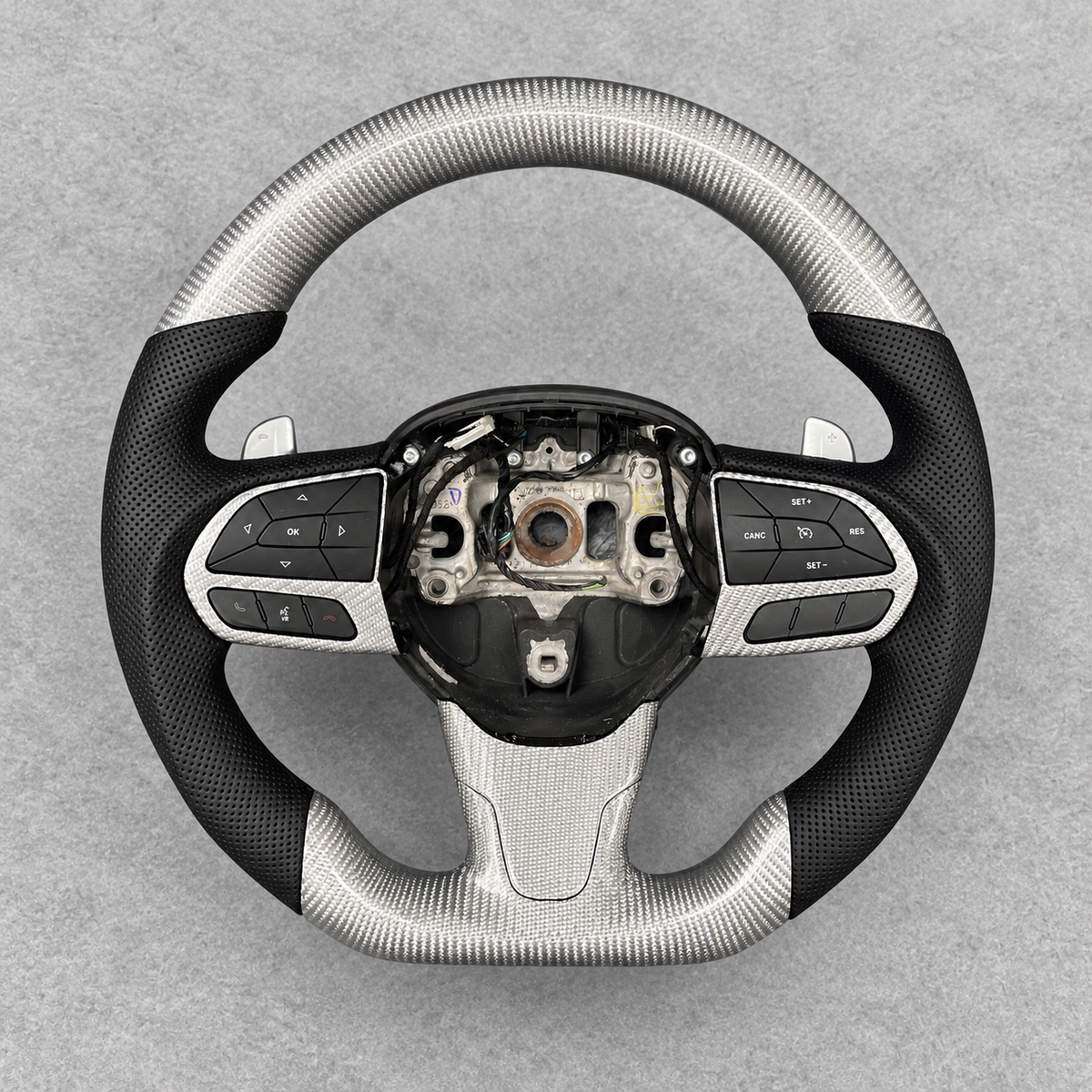 Silver Weave Carbon Fiber Steering Wheel fits 2015+ Chrysler 300C