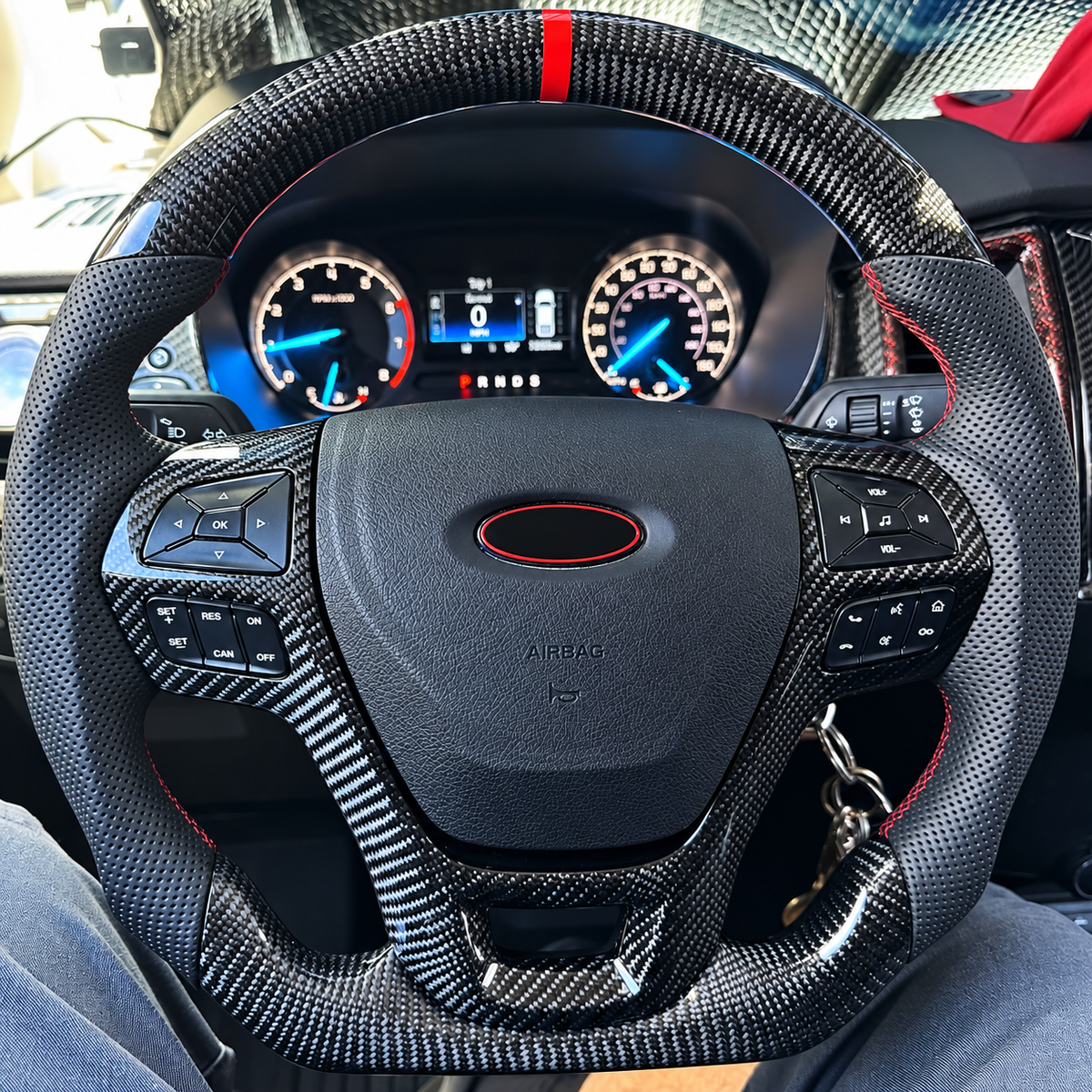 Carbon Fiber Steering Wheel Fits Ford 2013-2019 Taurus / 2011-2014 Edge / 2011-2015 Explorer / 2011-2020 Flex