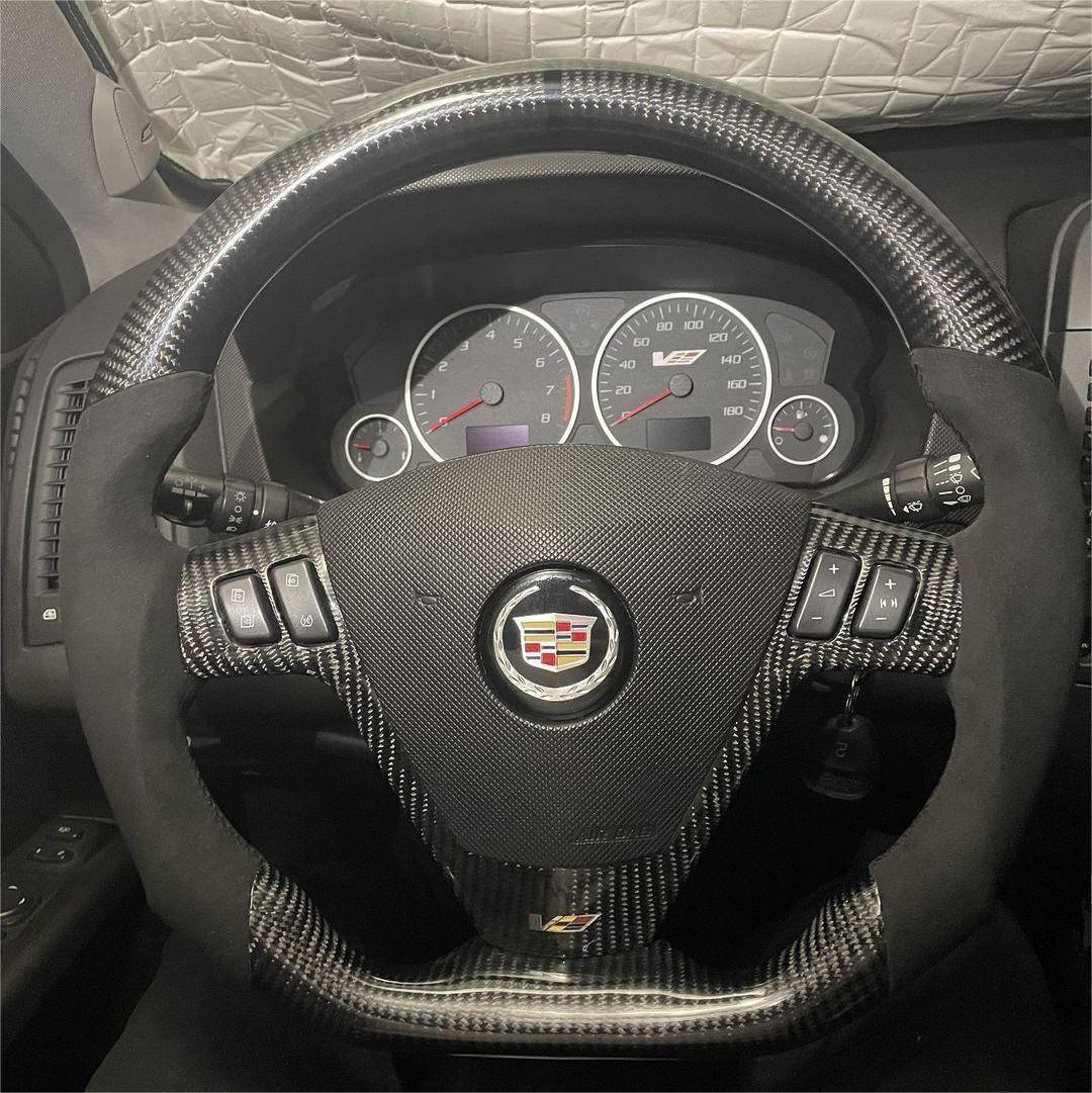Custom Carbon Fiber Steering Wheel Fits Cadillac 2003-2007 CTS / 2004-2009 SRX / 2005-2007 STS / 2004-2008 XLR