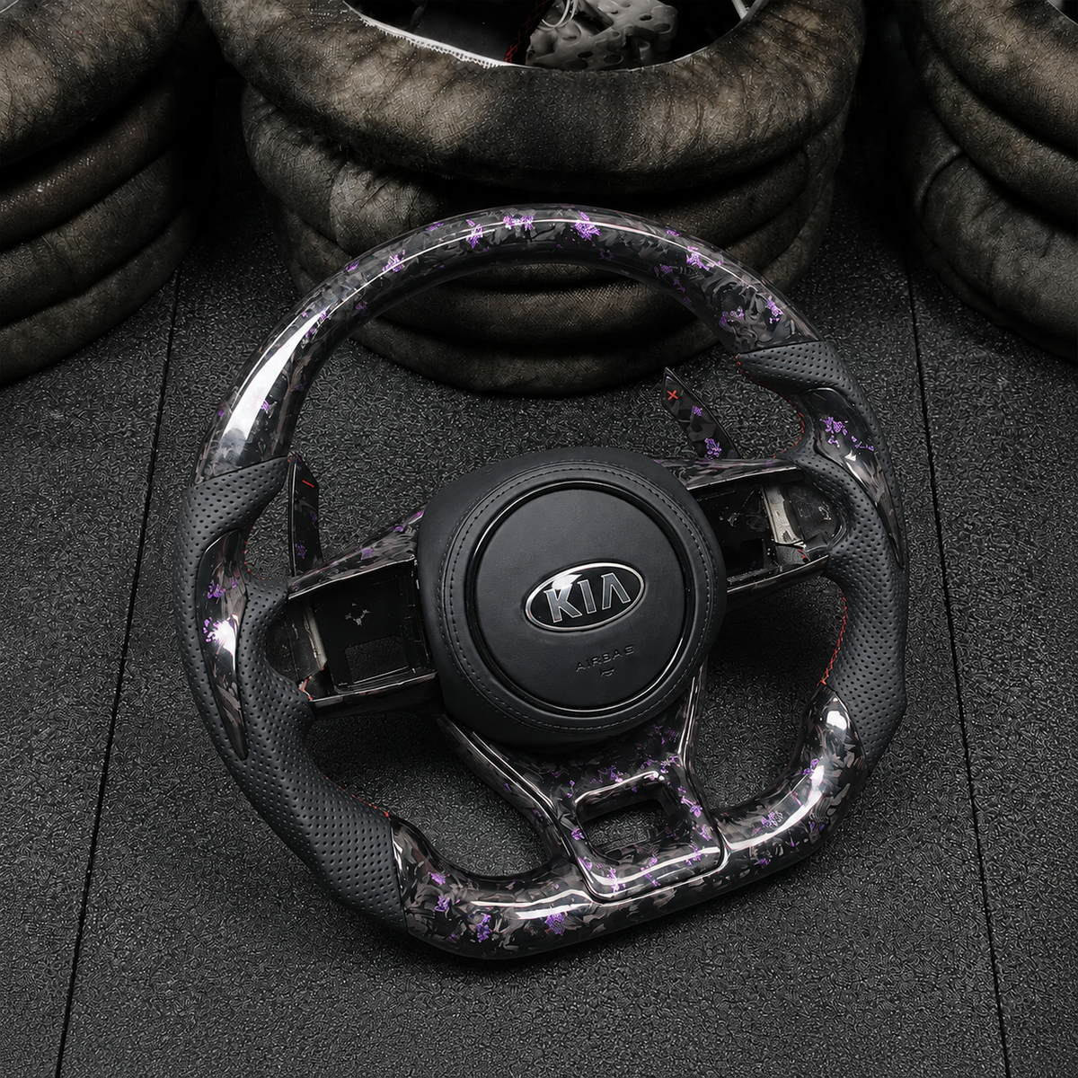Purple Flakes Forged Carbon Fiber Steering Wheel For Kia K5