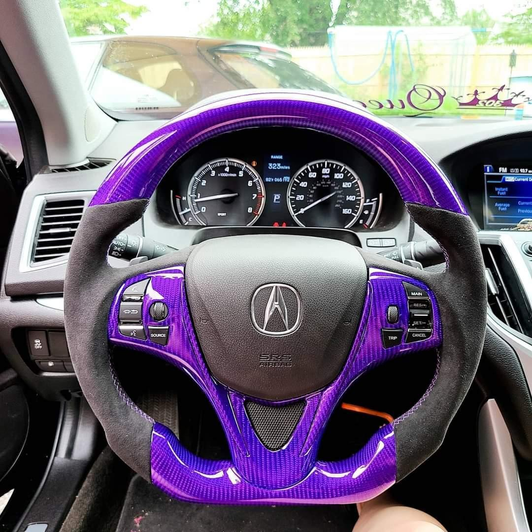 Purple Carbon Fiber Steering Wheel Fits Acura TLX 2015-2020 / MDX 2014-2020