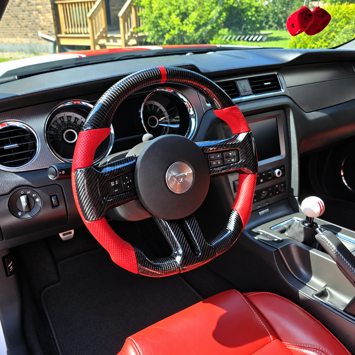 Custom Carbon Fiber Steering Wheel Fits 2010-2014 Ford Mustang