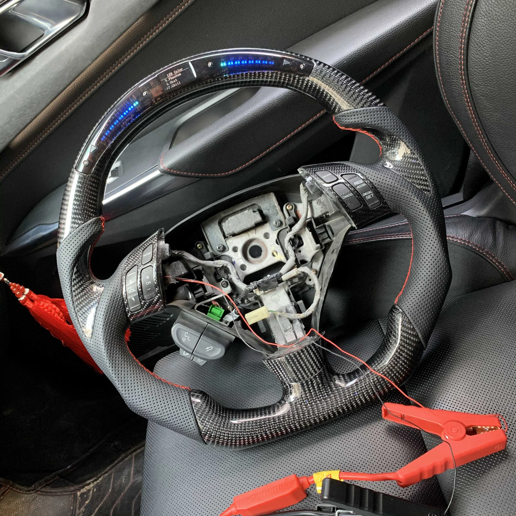 LED carbon fiber steering wheel fits Acura TSX 2004‑2008 / Honda Accord CL9 2004‑2007