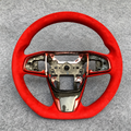 Full Red Alcantara Carbon Fiber Steering Wheel Fits 2016‑2021 Honda 10th Gen Civic SI / FK8 / Clarity / MK10
