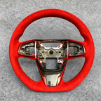Full Red Alcantara Carbon Fiber Steering Wheel Fits 2016‑2021 Honda 10th Gen Civic SI / FK8 / Clarity / MK10