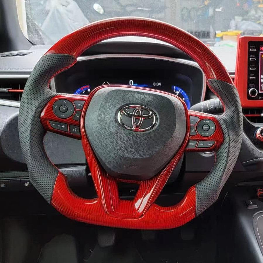 Red Vein Carbon Fiber Steering Wheel fits Toyota Corolla / RAV4 2019-2026