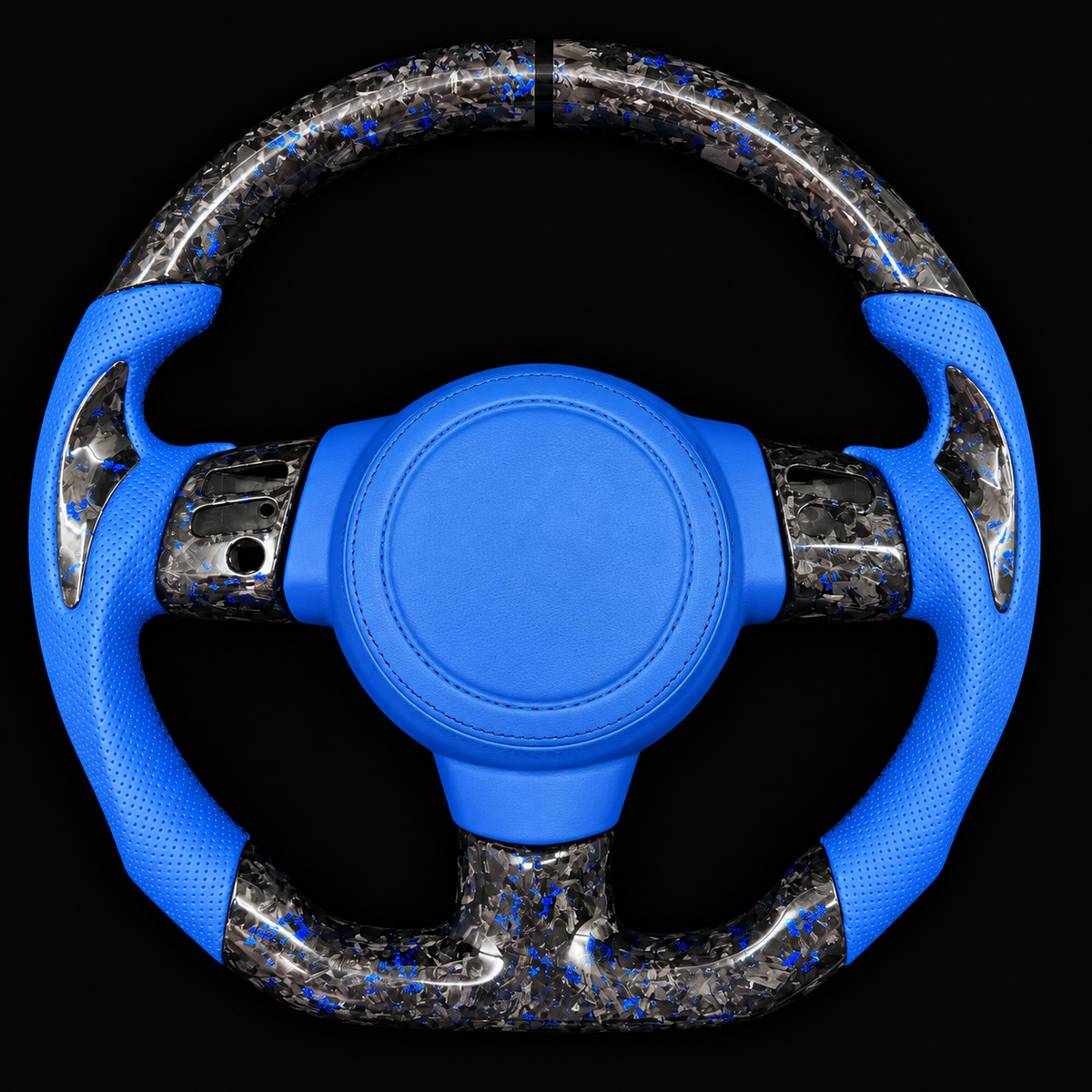 Blue Flakes Forged Carbon Fiber Steering Wheel Fits Toyota FJ Cruiser 2006-2017