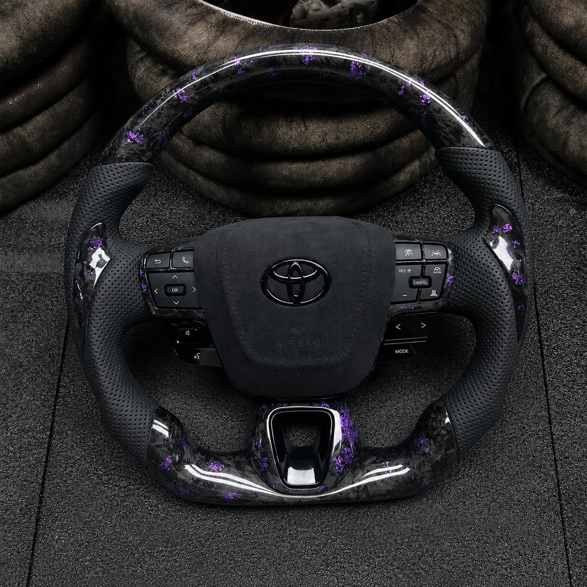 Purple Flakes Forged Carbon Fiber Steering Wheel For 9th Gen Toyota Camry