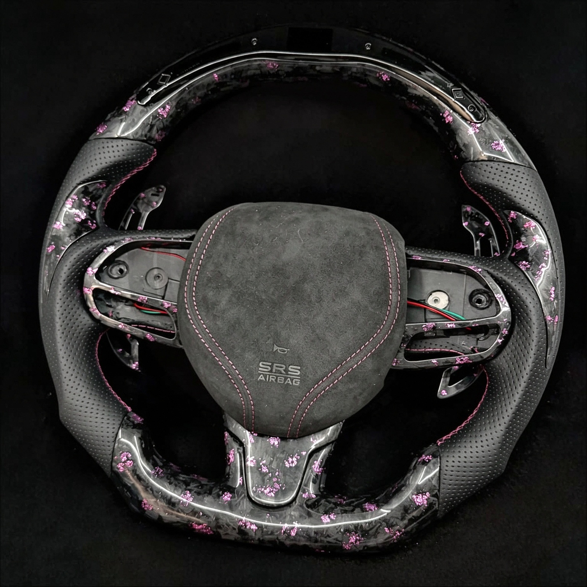 LED Purple Flakes Forged Carbon Steering Wheel fits 2015+ Chrysler 300C