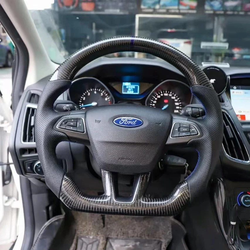 Carbon Fiber Steering Wheel Fits Ford 2015-2018 Focus MK3 RS ST / 2018-2021 EcoSport / 2017-2019 Escape