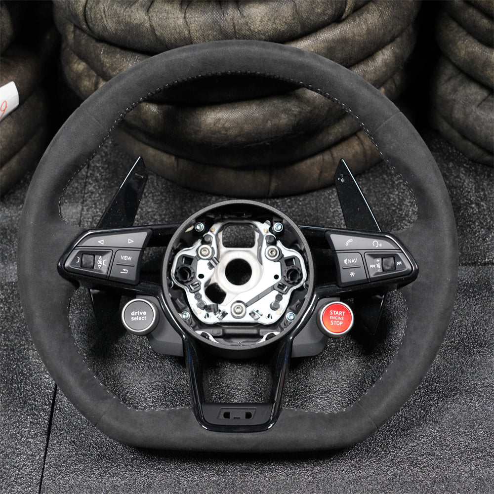 Full Alcantara Wrapped Carbon Fiber Steering Wheel for Audi R8 / TTRS MK3