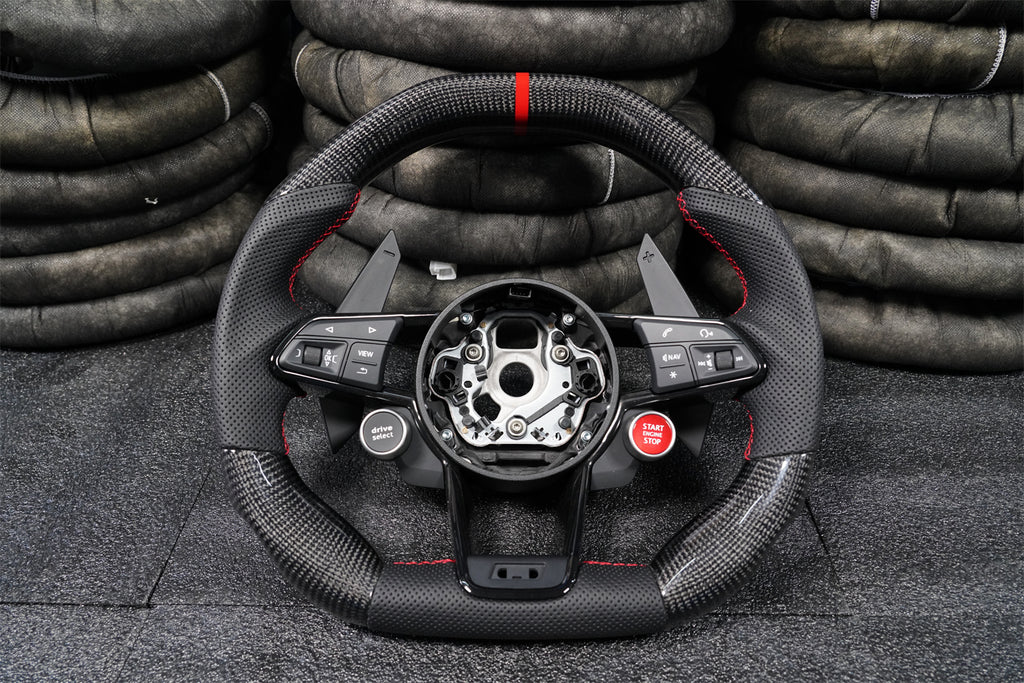 3-Spoke Carbon Fiber Steering Wheel fits Audi TT MK3 TTRS TTS R8 2016-2026