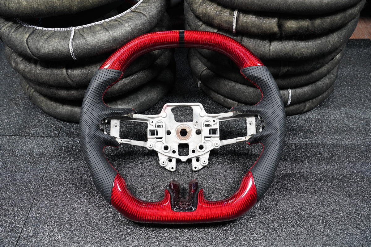 Red carbon fiber steering wheel fits 2015-2017 Ford Mustang