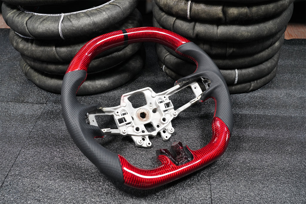 Red carbon fiber steering wheel fits 2015-2017 Ford Mustang