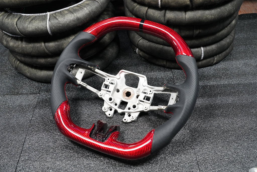 Red carbon fiber steering wheel fits 2015-2017 Ford Mustang