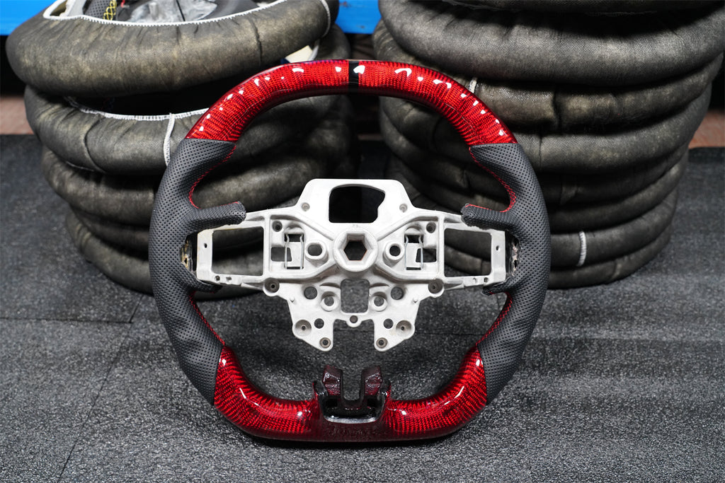 Red carbon fiber steering wheel fits 2015-2017 Ford Mustang