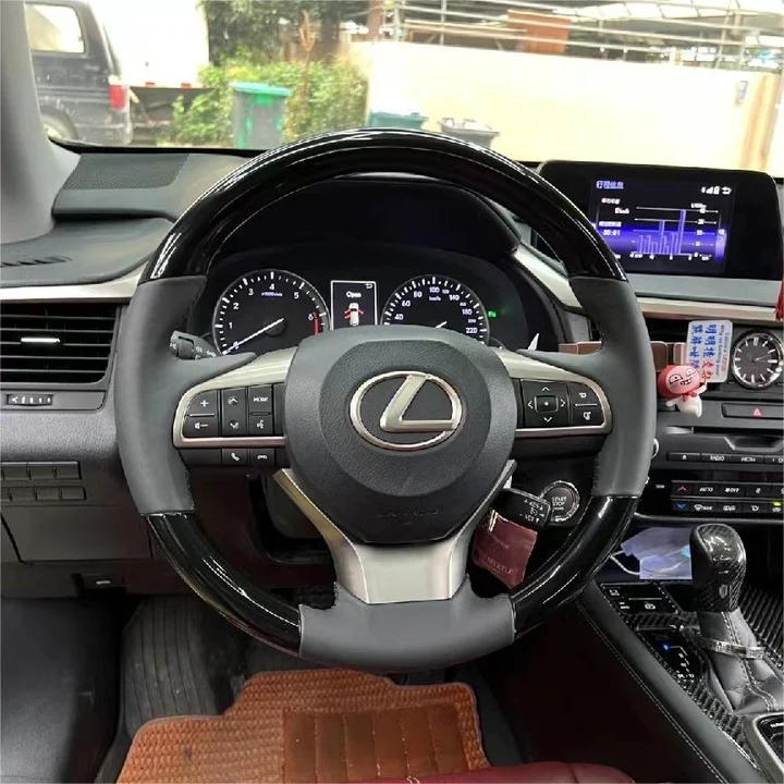 Three-Segment Piano Black Carbon Fiber Steering Wheel Fits Lexus 2016-2022 RX350 450h / ES350 ES300 / GS350 GS450 / LX570 / GS300 GS200T | 2020-2023 GX460