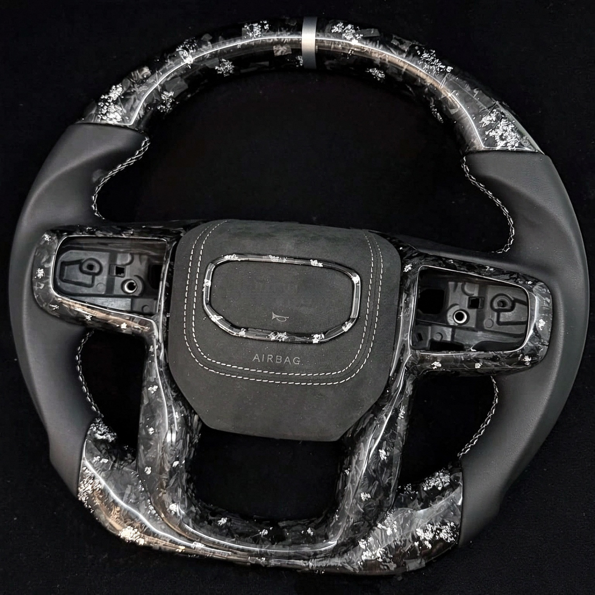 Silver Flakes Forged Carbon Fiber Steering Wheel for GMC Sierra 2019-2026